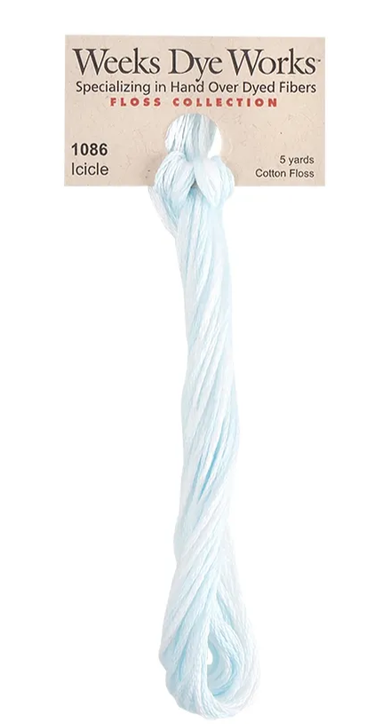 Icicle #1086 by Weeks Dye Works- 5 yds Hand-Dyed, 6 Strand 100% Cotton Cross Stitch Embroidery Floss