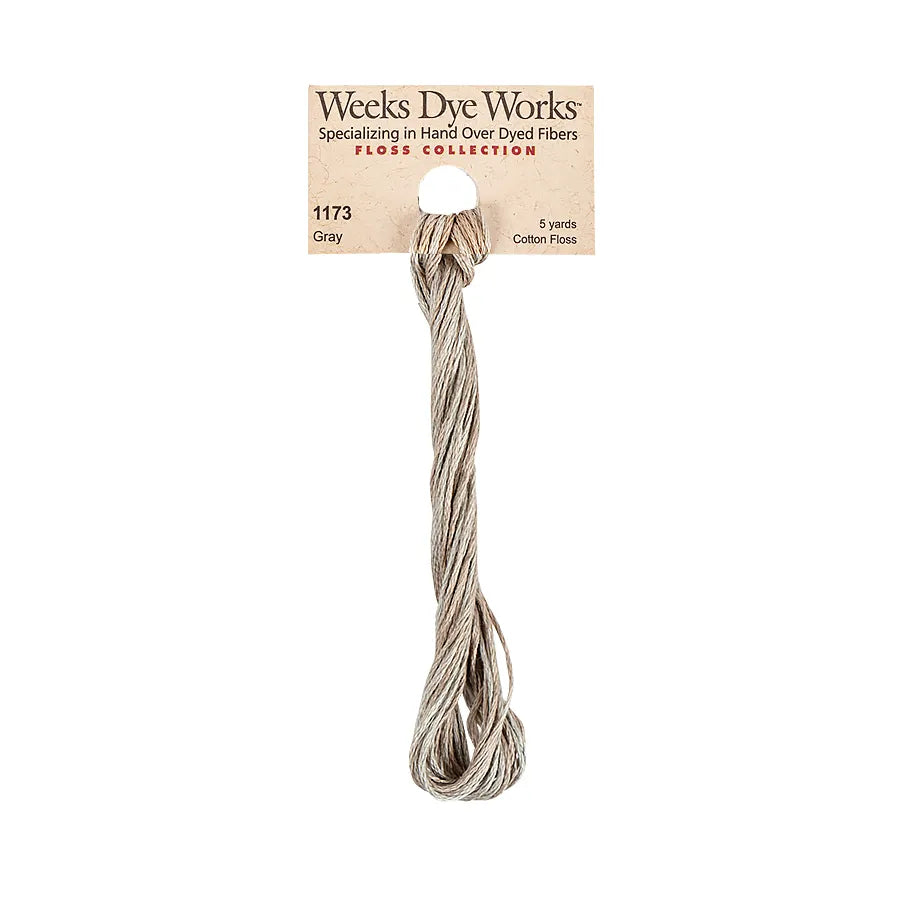Gray #1173 by Weeks Dye Works- 5 yds Hand-Dyed, 6 Strand 100% Cotton Cross Stitch Embroidery Floss