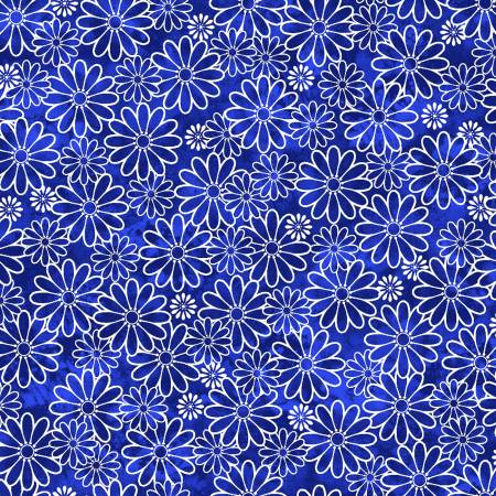 Daisy Delight Deep Blue- Studio Cottons by Fabric Traditions- Fabric Off the Bolt