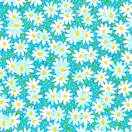 Daisy Delight Teal- Studio Cottons by Fabric Traditions- Fabric Off the Bolt