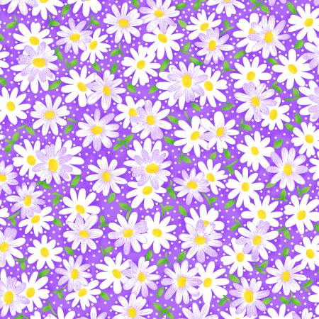 Daisy Delight Purple- Studio Cottons by Fabric Traditions- Fabric Off the Bolt
