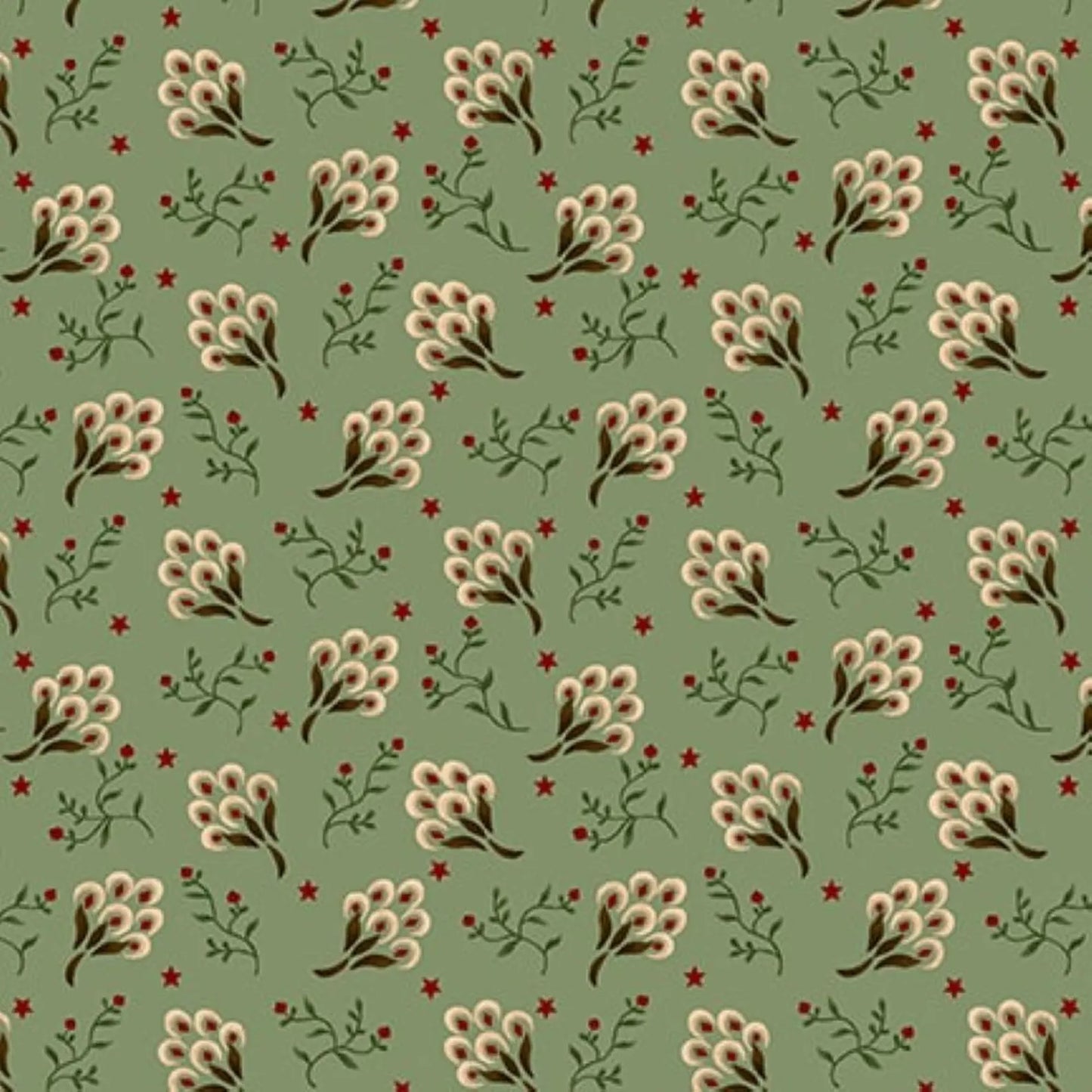 Quiet Grace - Clover Blossoms Aqua - By Kim Diehl for Henry Glass Fabrics - Fabric Off the Bolt (Sizes in Description below)