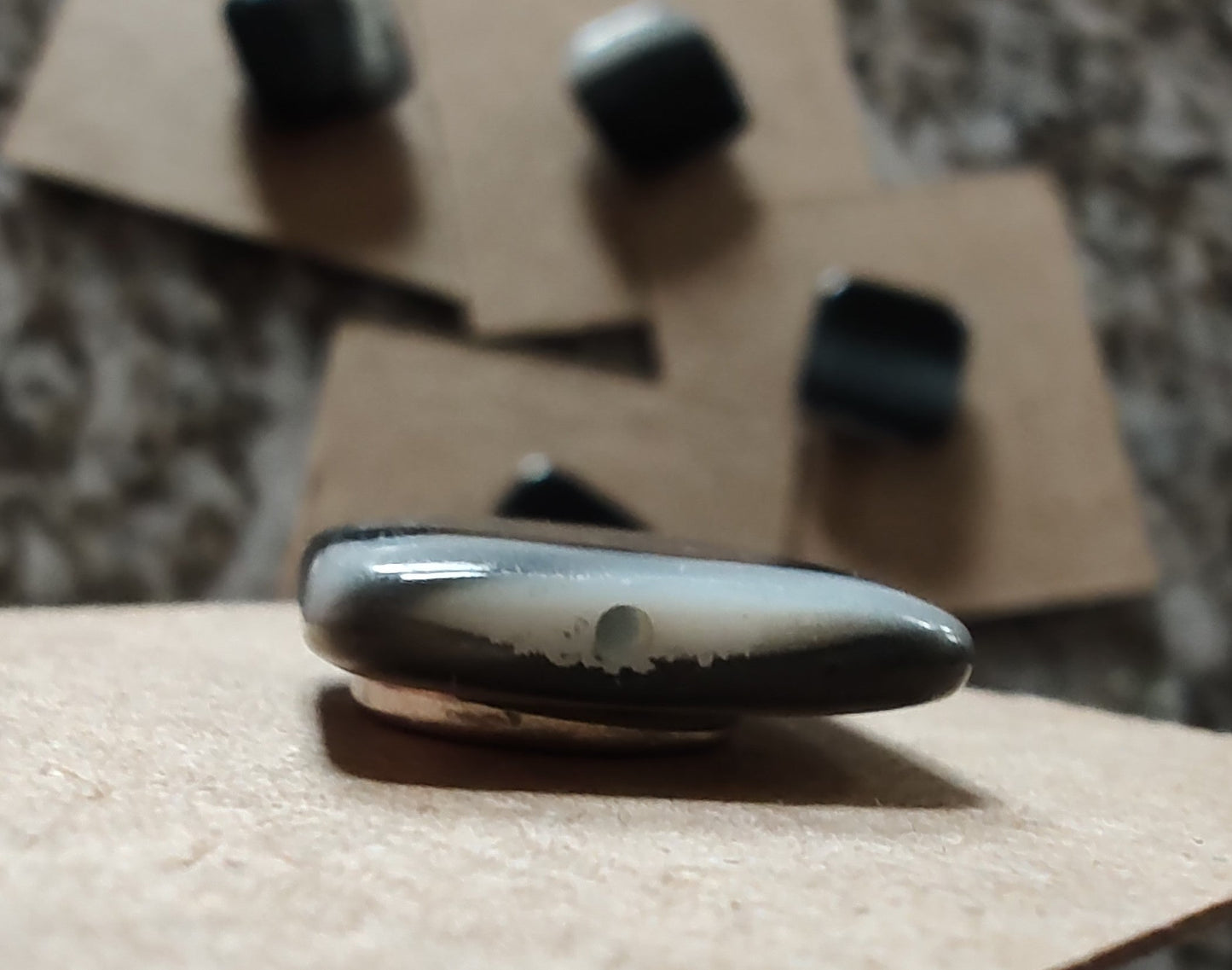 Needleminder-Black with Grey Marbled Stripe w/ needle hole