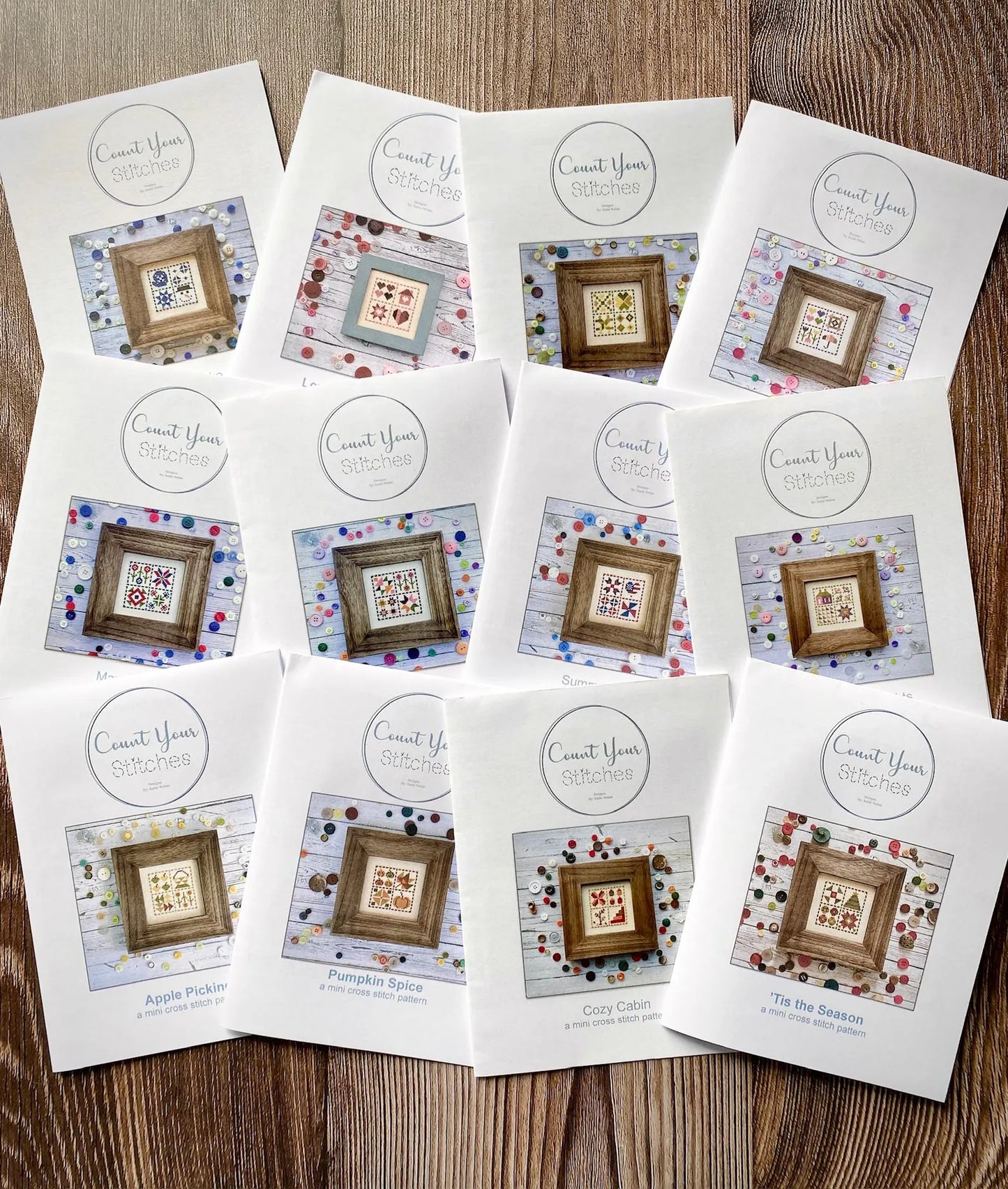 12 Monthly Mini Cross Stitch Bundle with Floss by Count your Stitches