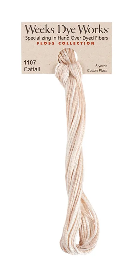 Cattail #1107 by Weeks Dye Works- 5 yds Hand-Dyed, 6 Strand 100% Cotton Cross Stitch Embroidery Floss