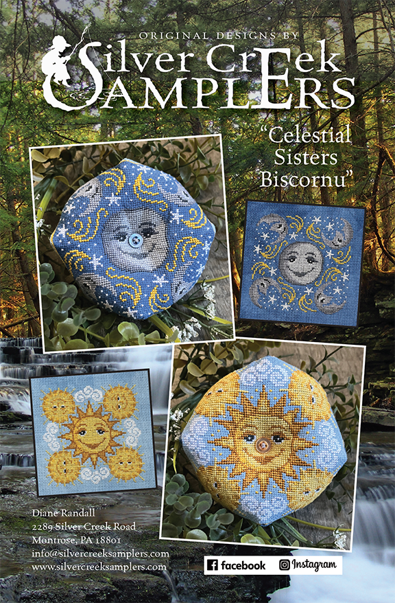 Celestial Sisters Biscornu - Silver Creek Samplers