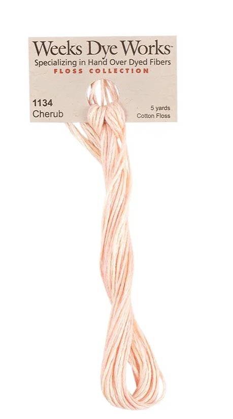 Cherub #1134 by Weeks Dye Works- 5 yds Hand-Dyed, 6 Strand 100% Cotton Cross Stitch Embroidery Floss