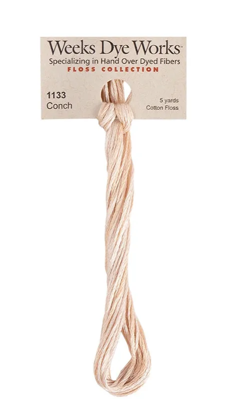 Conch #1133 by Weeks Dye Works- 5 yds Hand-Dyed, 6 Strand 100% Cotton Cross Stitch Embroidery Floss