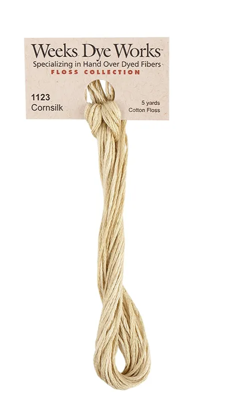 Cornsilk #1123 by Weeks Dye Works- 5 yds Hand-Dyed, 6 Strand 100% Cotton Cross Stitch Embroidery Floss