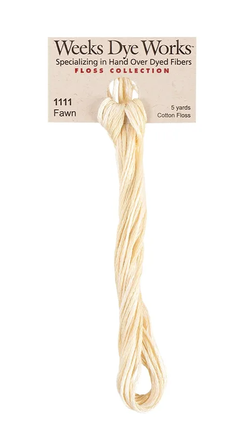 Fawn #1111 by Weeks Dye Works- 5 yds Hand-Dyed, 6 Strand 100% Cotton Cross Stitch Embroidery Floss