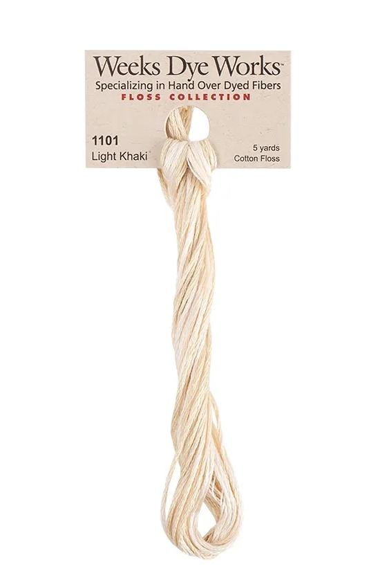 Light Khaki #1101 by Weeks Dye Works- 5 yds Hand-Dyed, 6 Strand 100% Cotton Cross Stitch Embroidery Floss