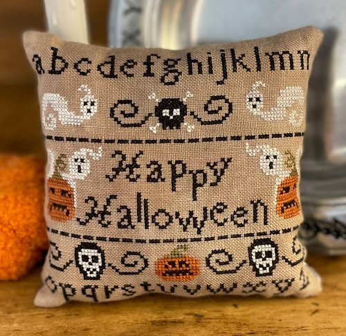 Happy Halloween Sampler Pillow by Mani di Donna