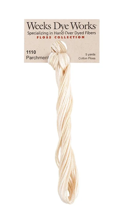 Parchment #1110 by Weeks Dye Works- 5 yds Hand-Dyed, 6 Strand 100% Cotton Cross Stitch Embroidery Floss