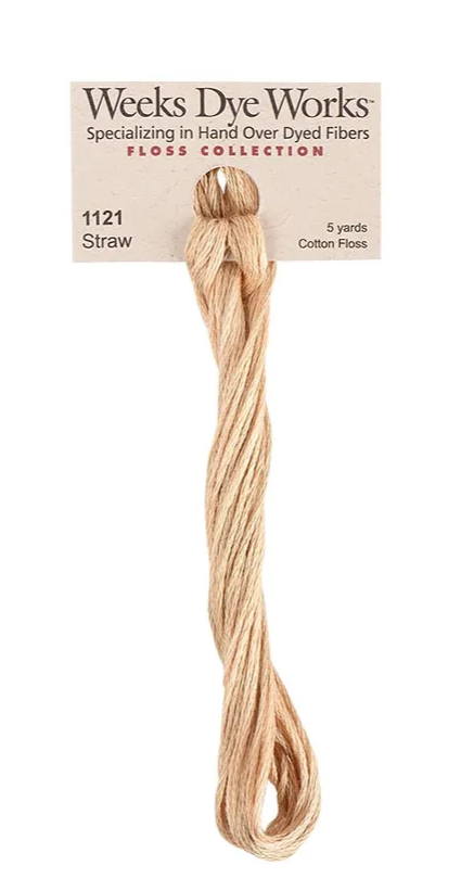 Straw #1121 by Weeks Dye Works- 5 yds Hand-Dyed, 6 Strand 100% Cotton Cross Stitch Embroidery Floss