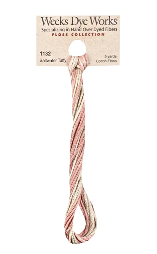 Saltwater Taffy #1132 by Weeks Dye Works- 5 yds Hand-Dyed, 6 Strand 100% Cotton Cross Stitch Embroidery Floss