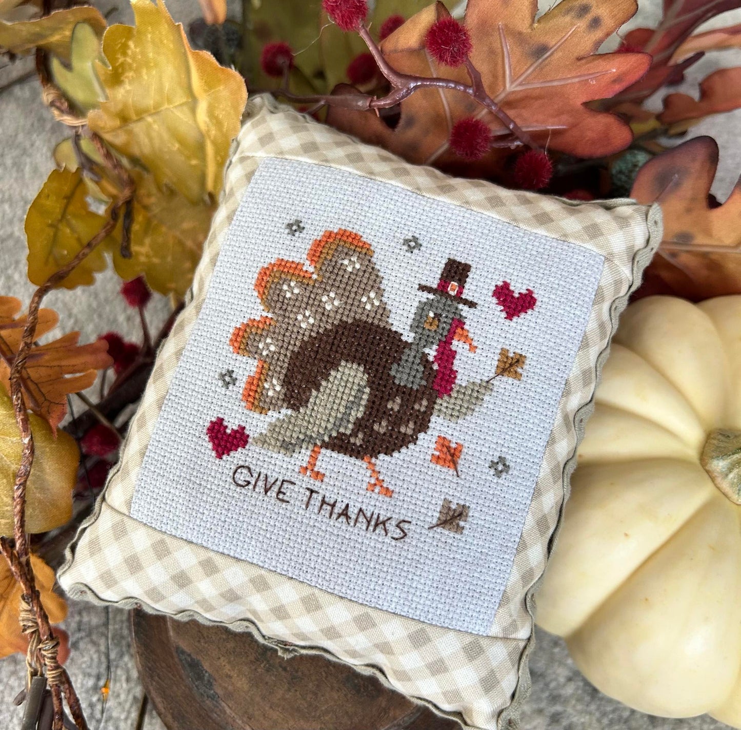 Give Thanks Turkey by Emily Call Stitching