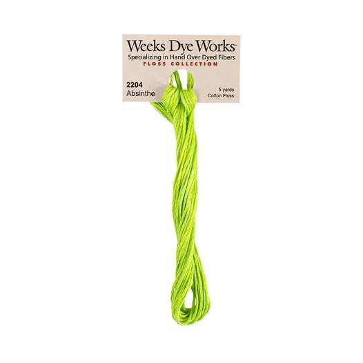 Absinthe #2204 by Weeks Dye Works- 5 yds Hand-Dyed, 6 Strand 100% Cotton Cross Stitch Embroidery Floss