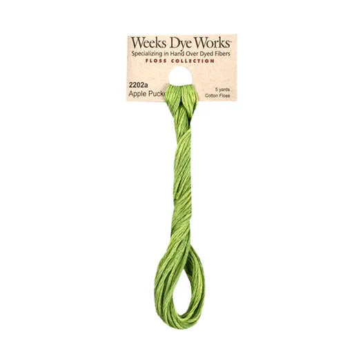 Apple Pucker #2202a by Weeks Dye Works- 5 yds Hand-Dyed, 6 Strand 100% Cotton Cross Stitch Embroidery Floss