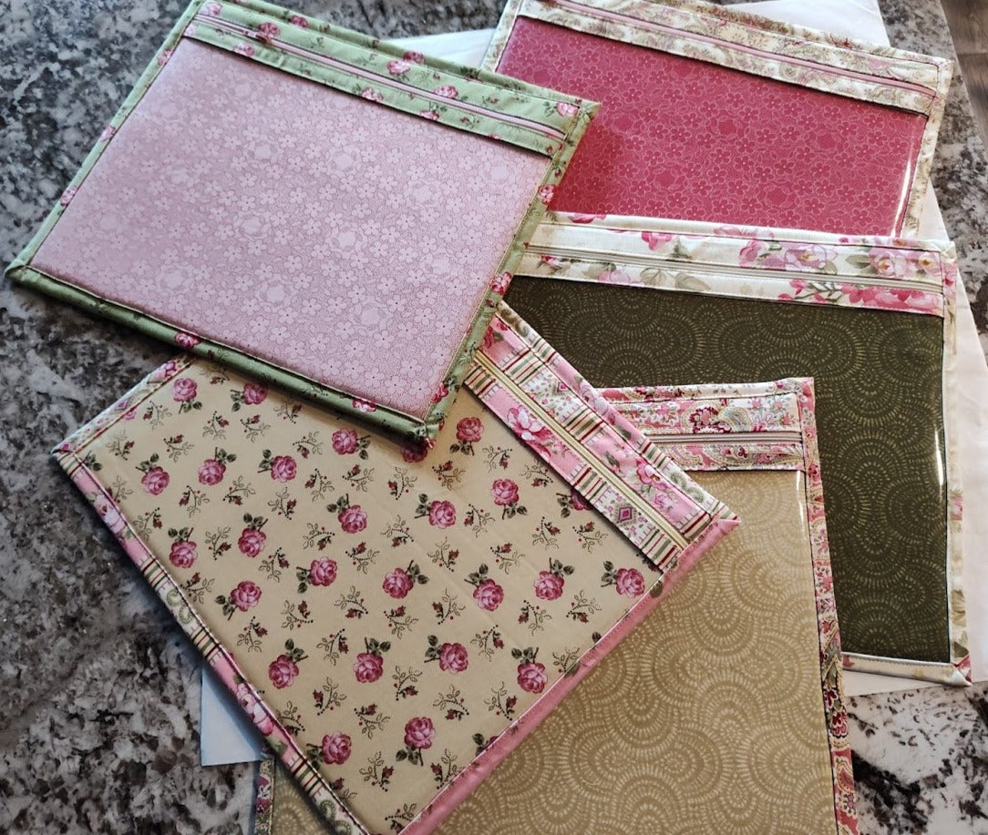 Project Bag-Green inside with Rose Fabric Accent