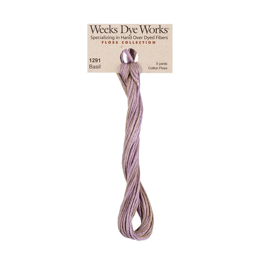 Basil #1291 by Weeks Dye Works- 5 yds Hand-Dyed, 6 Strand 100% Cotton Cross Stitch Embroidery Floss