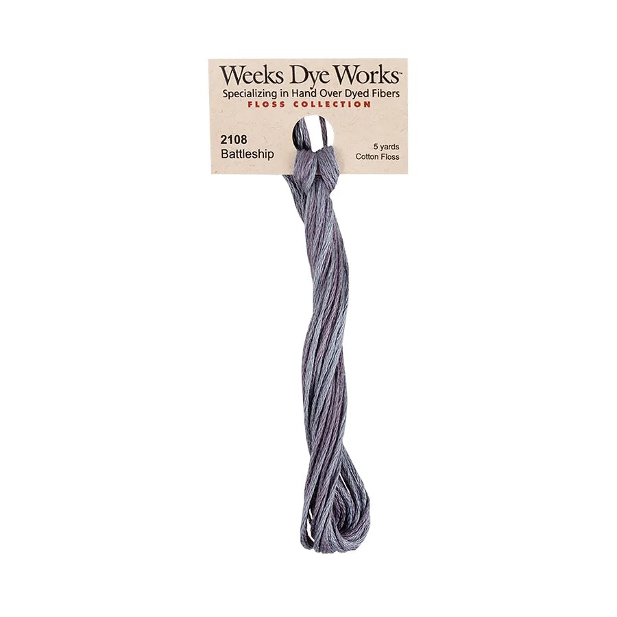 Battleship #2108 by Weeks Dye Works- 5 yds Hand-Dyed, 6 Strand 100% Cotton Cross Stitch Embroidery Floss