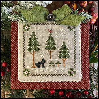Log Cabin "In the Woods Bear", Log Cabin Christmas #4 - Little House Needleworks - Cross Stitch Pattern