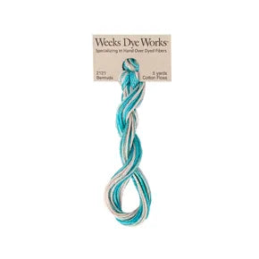 Bermuda #2121 by Weeks Dye Works- 5 yds Hand-Dyed, 6 Strand 100% Cotton Cross Stitch Embroidery Floss