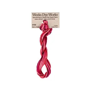 Berry Splash #4153 by Weeks Dye Works- 5 yds Hand-Dyed, 6 Strand 100% Cotton Cross Stitch Embroidery Floss