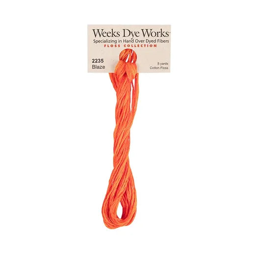 Blaze #2235 by Weeks Dye Works- 5 yds Hand-Dyed, 6 Strand 100% Cotton Cross Stitch Embroidery Floss