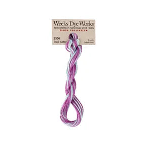 Blue Aster #2306 by Weeks Dye Works- 5 yds Hand-Dyed, 6 Strand 100% Cotton Cross Stitch Embroidery Floss