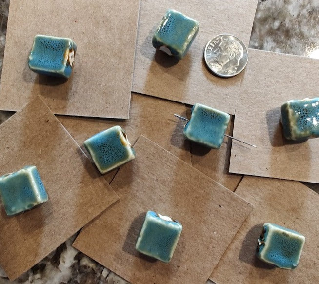 Needleminder- Blue Clay with Black Specks w/needle hole