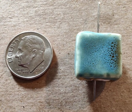 Needleminder- Blue Clay with Black Specks w/needle hole