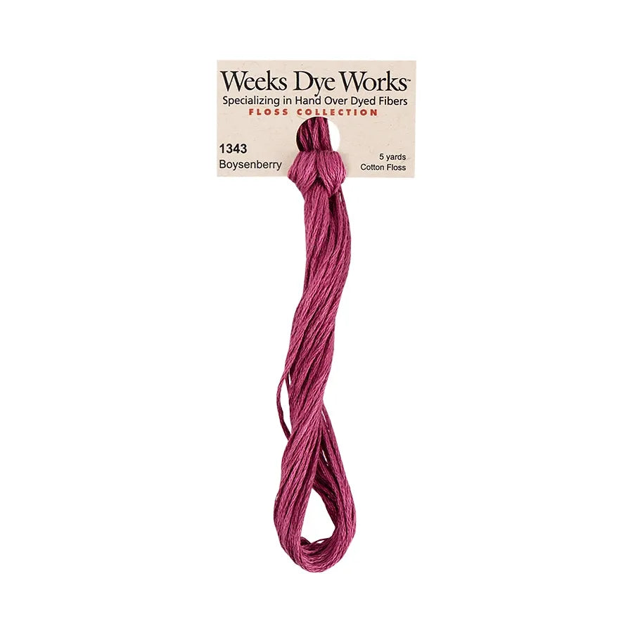 Boysenberry #1343 by Weeks Dye Works- 5 yds Hand-Dyed, 6 Strand 100% Cotton Cross Stitch Embroidery Floss
