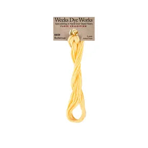 Buttercup #6650 by Weeks Dye Works- 5 yds Hand-Dyed, 6 Strand 100% Cotton Cross Stitch Embroidery Floss