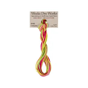 Calypso #4143 by Weeks Dye Works- 5 yds Hand-Dyed, 6 Strand 100% Cotton Cross Stitch Embroidery Floss