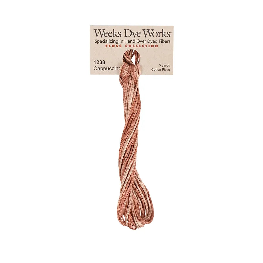 Cappuccino #1238 by Weeks Dye Works- 5 yds Hand-Dyed, 6 Strand 100% Cotton Cross Stitch Embroidery Floss