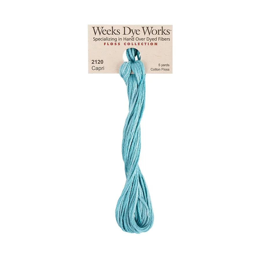 Capri #2120 by Weeks Dye Works- 5 yds Hand-Dyed, 6 Strand 100% Cotton Cross Stitch Embroidery Floss