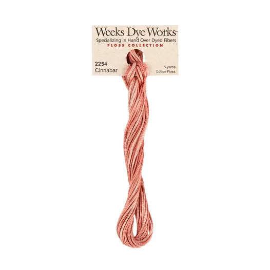 Cinnabar #2254 by Weeks Dye Works- 5 yds Hand-Dyed, 6 Strand 100% Cotton Cross Stitch Embroidery Floss
