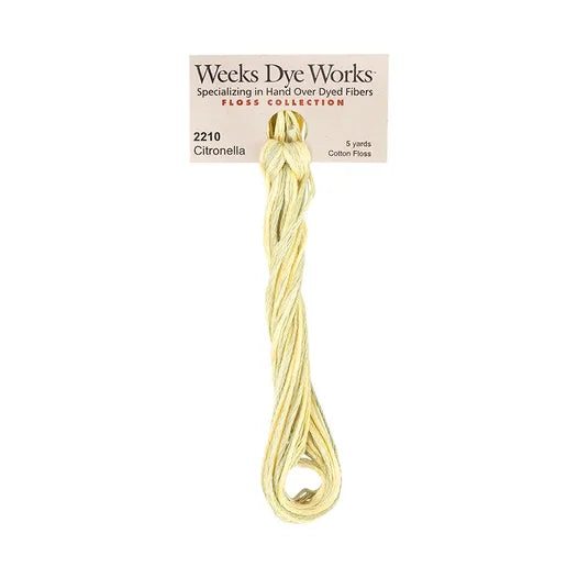 Citronella #2210 by Weeks Dye Works- 5 yds Hand-Dyed, 6 Strand 100% Cotton Cross Stitch Embroidery Floss