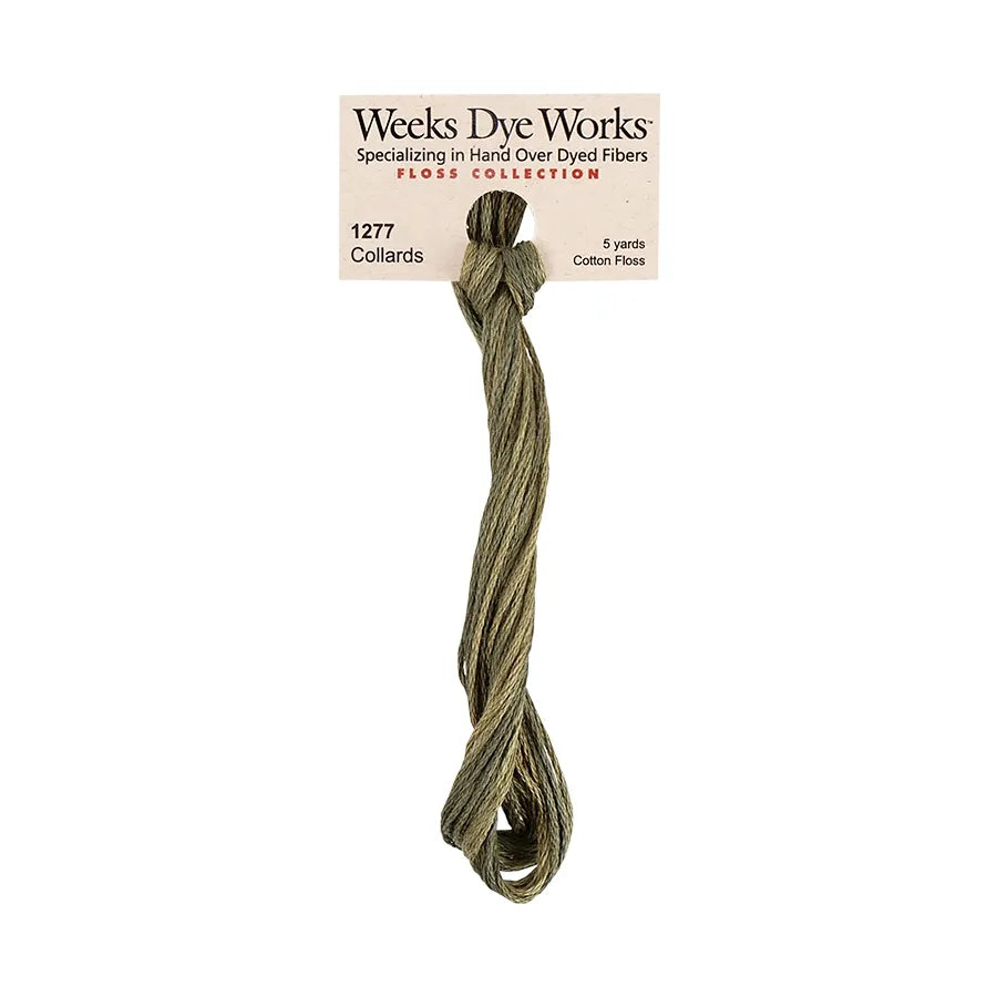 Collards #1277 by Weeks Dye Works- 5 yds Hand-Dyed, 6 Strand 100% Cotton Cross Stitch Embroidery Floss