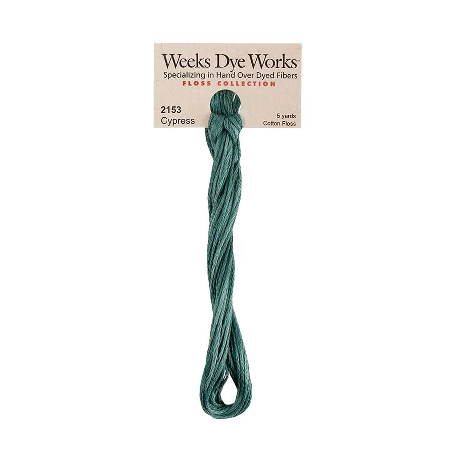 Cypress #2153 by Weeks Dye Works- 5 yds Hand-Dyed, 6 Strand 100% Cotton Cross Stitch Embroidery Floss