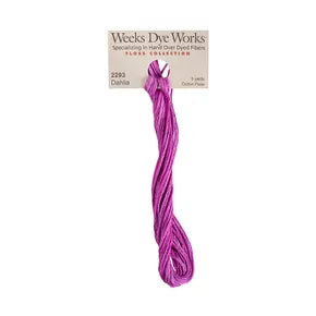 Dahlia #2293 by Weeks Dye Works- 5 yds Hand-Dyed, 6 Strand 100% Cotton Cross Stitch Embroidery Floss