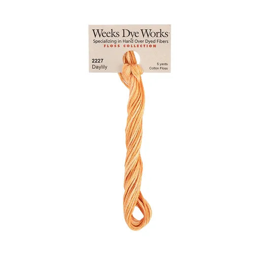 Daylily #2227 by Weeks Dye Works- 5 yds Hand-Dyed, 6 Strand 100% Cotton Cross Stitch Embroidery Floss