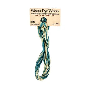 Eucalyptus #2146 by Weeks Dye Works- 5 yds Hand-Dyed, 6 Strand 100% Cotton Cross Stitch Embroidery Floss