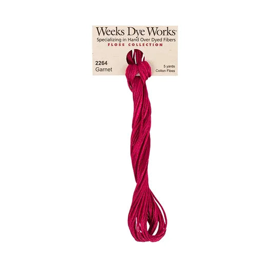 Garnet #2264 by Weeks Dye Works- 5 yds Hand-Dyed, 6 Strand 100% Cotton Cross Stitch Embroidery Floss