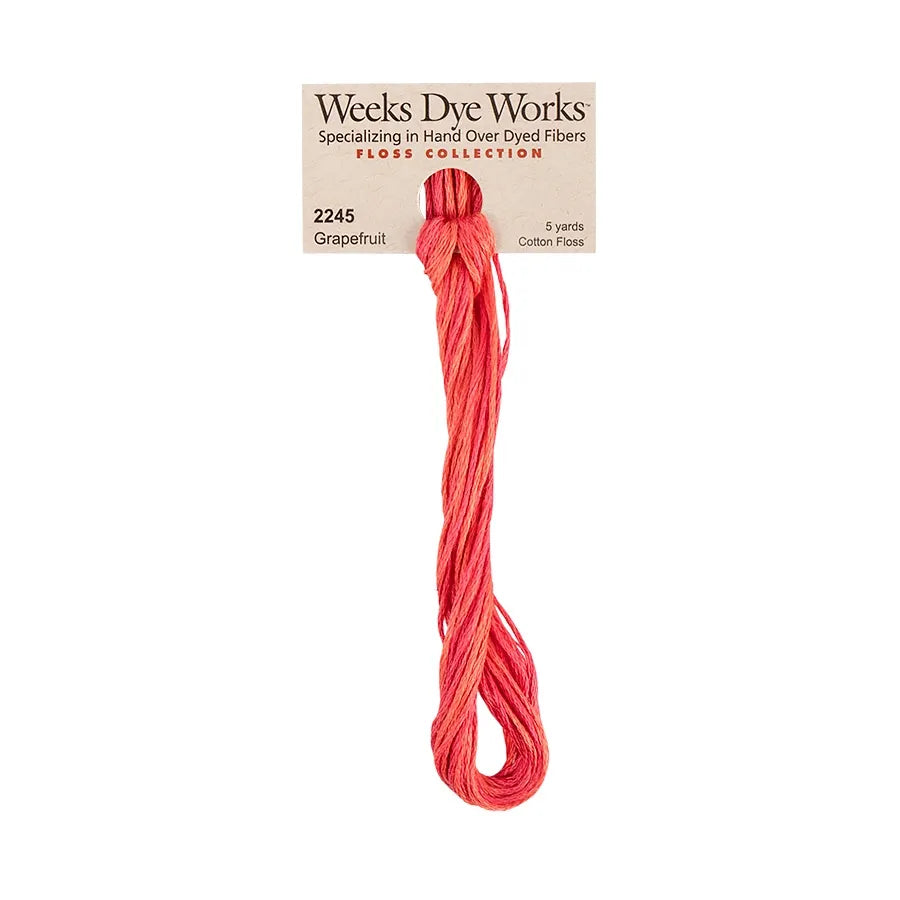 Grapefruit #2245 by Weeks Dye Works- 5 yds Hand-Dyed, 6 Strand 100% Cotton Cross Stitch Embroidery Floss