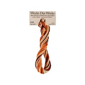 Harvest #4103 by Weeks Dye Works- 5 yds Hand-Dyed, 6 Strand 100% Cotton Cross Stitch Embroidery Floss