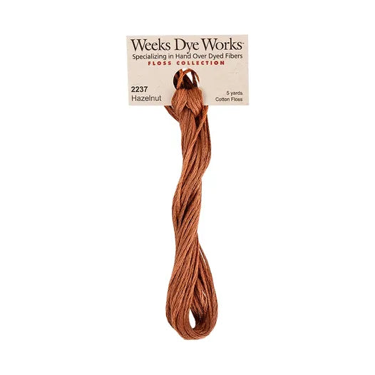 Hazelnut #2237 by Weeks Dye Works- 5 yds Hand-Dyed, 6 Strand 100% Cotton Cross Stitch Embroidery Floss