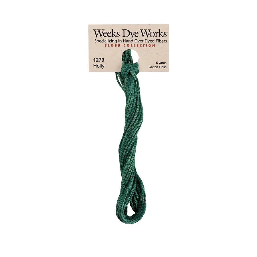 Holly #1279 by Weeks Dye Works- 5 yds Hand-Dyed, 6 Strand 100% Cotton Cross Stitch Embroidery Floss