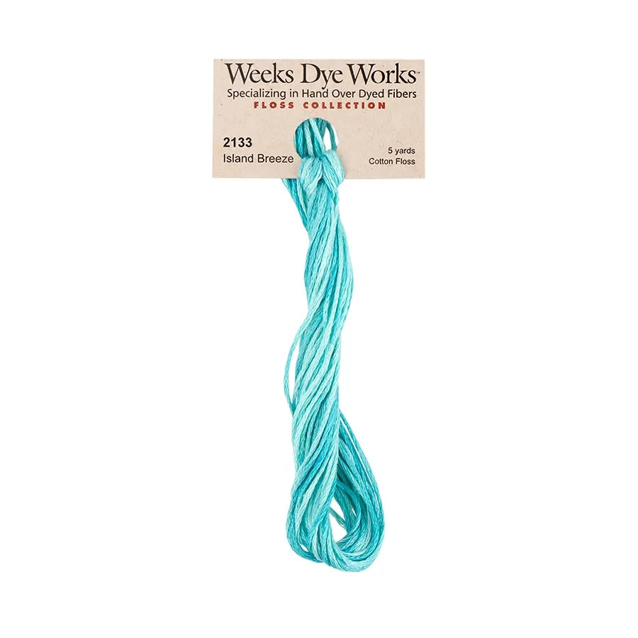 Island Breeze #2133 by Weeks Dye Works- 5 yds Hand-Dyed, 6 Strand 100% Cotton Cross Stitch Embroidery Floss